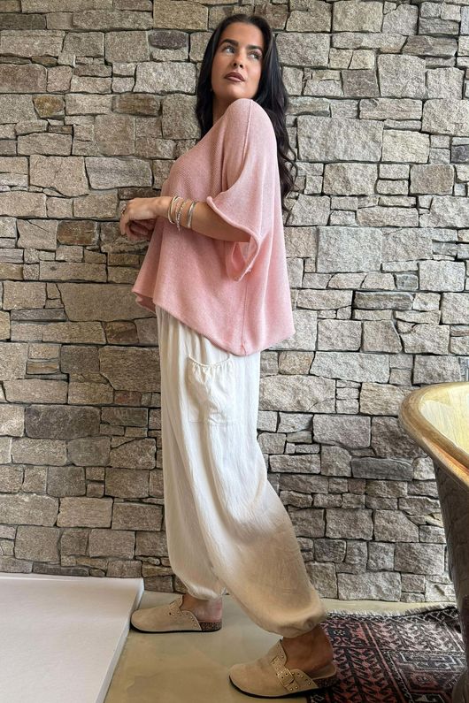 Conrad Boxy Cotton Knit Rose